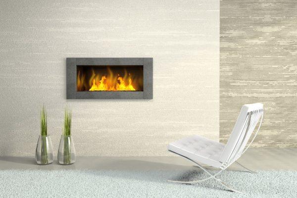 Part of the modern interior with fireplace